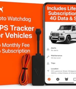 Wired GPS Tracker for Vehicles, No Monthly Fee, No Subscription, 4G SIM and Data Included, Mileage Tracking, Business Fleets, Quick Install, Speeding Alerts, Trip History, USA Developed, Moto Watchdog